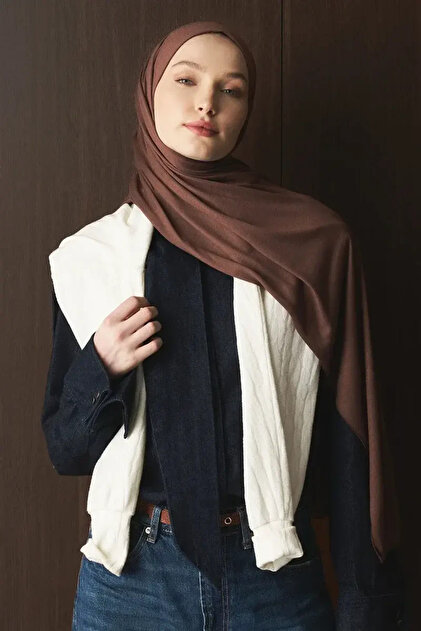 Combed Cotton Shawl - Brown