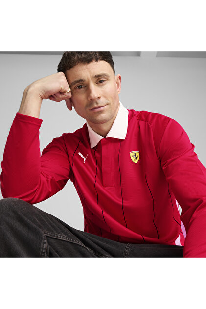 Puma Ferrari Race Jersey LS Polo Kırmızı Erkek Sweatshirt - Fiyatı