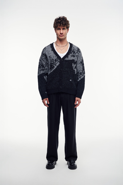 V-Neck Soft Textured Oversized Cardigan