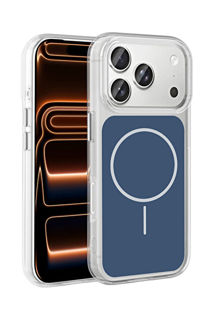 Rivor Apple iPhone 17 Pro Max Şeffaf Sert Silikon Kılıf Metal Tuş