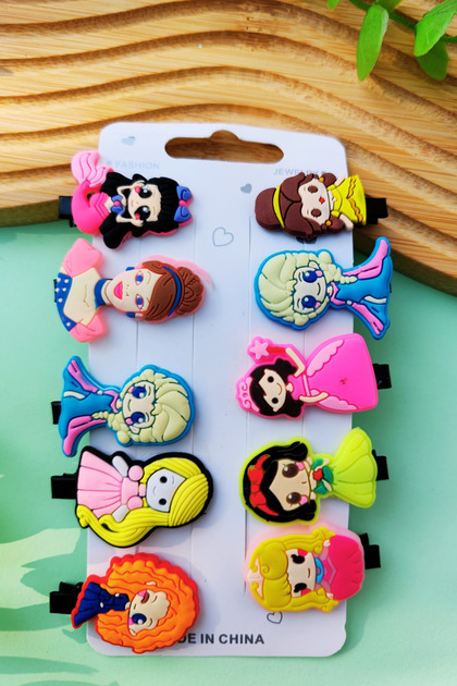 Girl's Elsa and Princess Figured Mixed 10 Piece Hair Clip