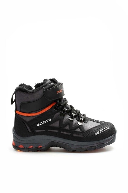 Black Orange Water and Cold Resistant Non-Slip Sole Children's Outdoor and Trekking Boots 865Sxa6025