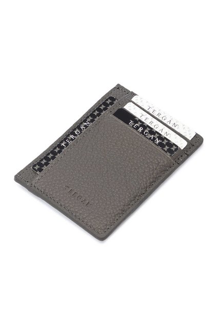 Gray Genuine Leather Unisex Credit Card Holder - S1Kk00001676-G35
