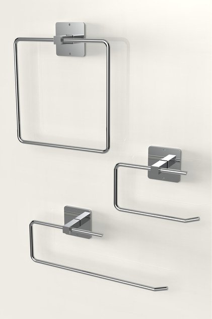 Adhesive Silver Roll Towel Holder WC Paper Holder and Square Towel Holder Bathroom Kitchen Set of 3