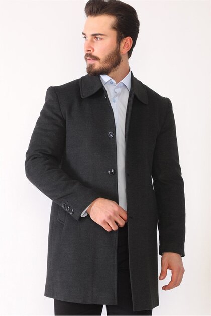 Erkek Palto Kaşe Sıcak Tutan Şık Günlük Klasik Trend Model