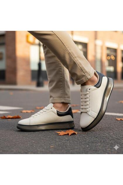 Erkek Kalın Tabanlı Spor Sneaker - Bej