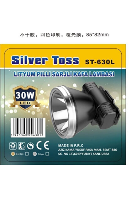 SİLVER TOSS Uzun Mesafeli Kafa Lambası Şarjlı 30 Watt St-630l