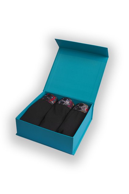 Erkek Boxer 3'lü Paket Pamuklu Rahat Esnek - Skull Floral Series