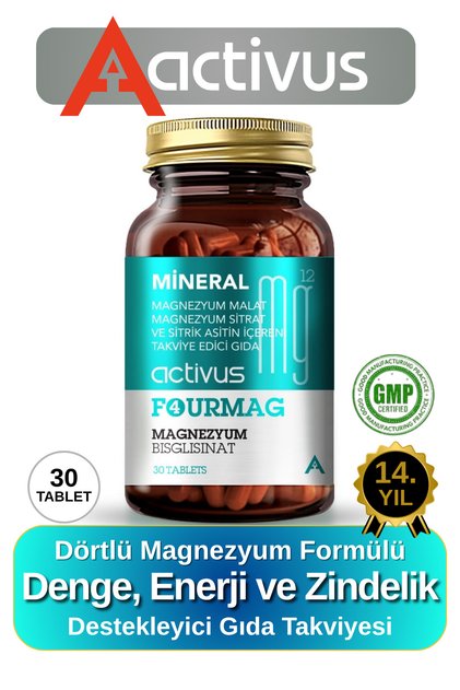 Fourmag Magnesium Muscle Support Energy Metabolism Citrate Taurate Bisglycinate Mg Malate, Vitamin B6
