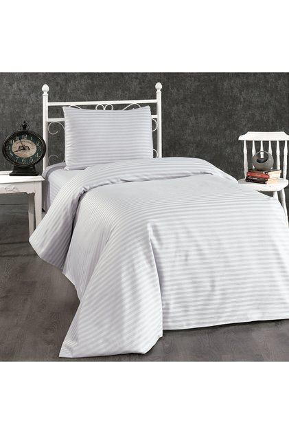 Cotton Hotel Series (With Elastic Sheet) Striped Single Duvet Cover Set