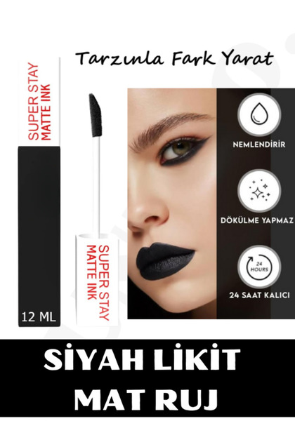 Super Siyah Mat Likit Ruj 12 ML
