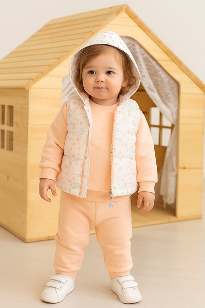 3-Piece Baby Girl Holiday Suit with Inflatable Vest