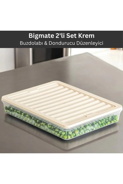 2-Piece Transparent Storage Container 2X2.5 Lt Bgmt2225 Microwave Refrigerator and Freezer Compatible Organizer