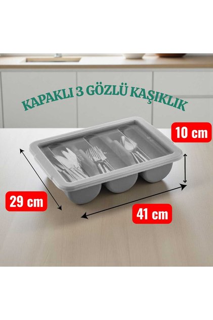 3 Gözlü Profesyonel Kapaklı Kaşıklık ( Fast Food-cafe-restoranlar Içindir.Evlere Uygun Değildir)
