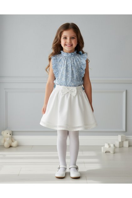 Lace Detailed Bow Kids Skirt 0677