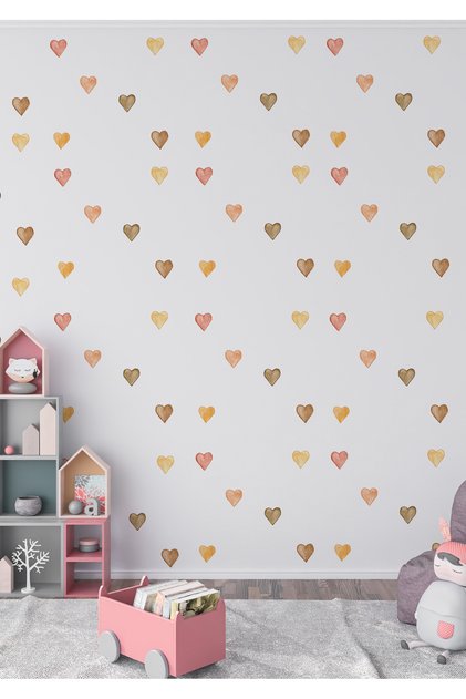Heart Pattern Asymmetrical Wall Sticker – Matte, Removable, Home and Office Decor