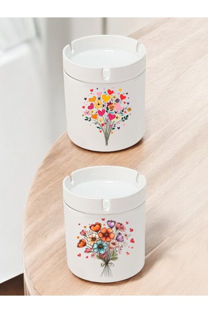 Flower Bouquet Theme 2-Piece Ashtray - Shopfront Ashtray, Various Ashtray Models, Different Ashtray Types