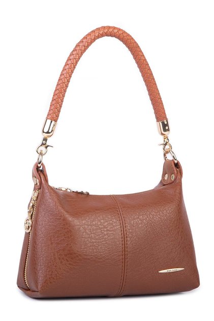 Women's Mini Shoulder and Crossbody Bag with Braided Strap - Tan Victoria