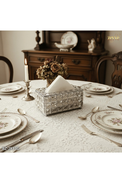 Kristal Taşlı Z Peçetelik Şık Dekoratif Model Peçetelik 21x13x10cm