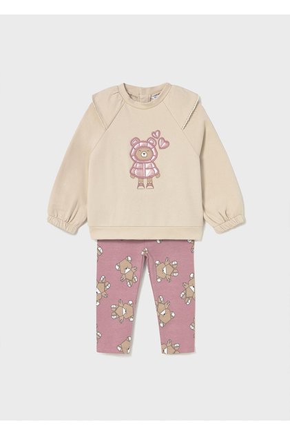 Kışlık Kız Bebek 2'li Tayt Takım - Pembe