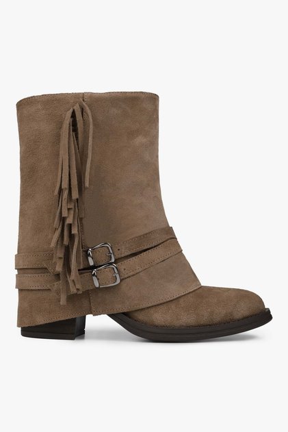 Women's Inferno Mink Genuine Suede Leather Tasseled Boots
