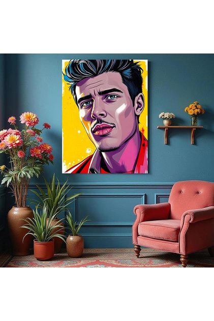 Tablou - Portret pe fundal galben - Canvas pe șasiu - 40x30 cm