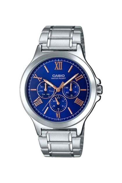 Men's Water Resistant Watch with Stainless Steel Strap Model MTP-V300D-2AUDF - 47 mm - Silver