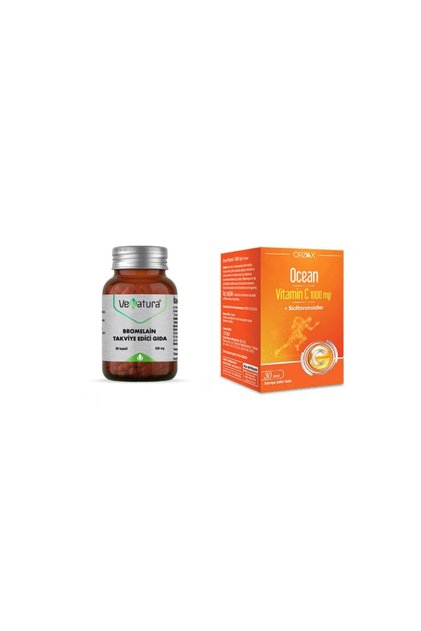 Bromelain 500 Mg 60 Kapsül + Ocean Vitamin C 1000 mg 30 Tablet