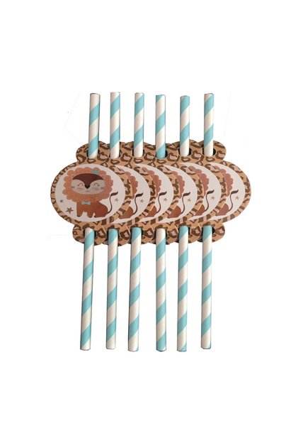 Set de 6 paie din carton multicolore, 20×5 cm, modele cu animale