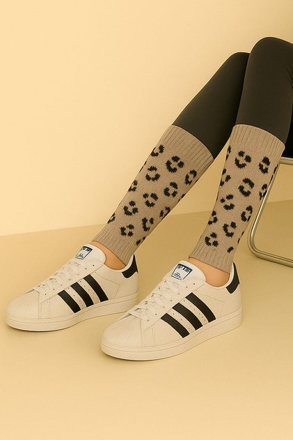 Basic Patterned Leggings with Cotton Content