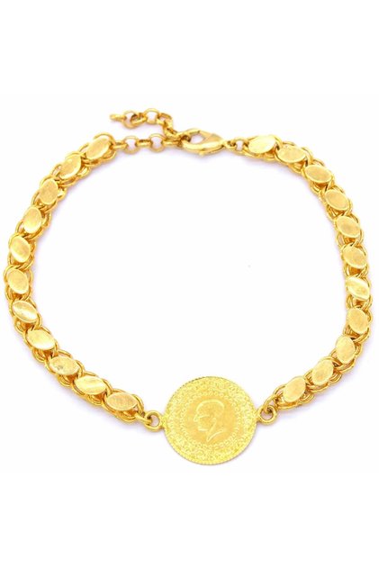 Altın Kaplama Halep (arpa)zincirli Çeyrekli Bileklik BLK-137