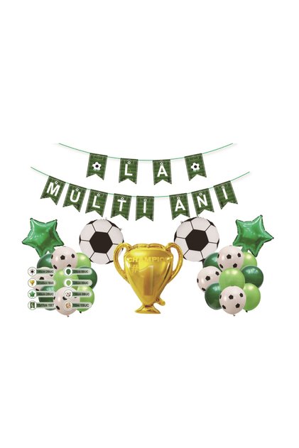 Set ghirlande decorative - verde, alb, negru, 30 buc, minge de fotbal (PPTZ5406)