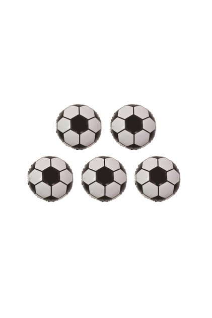 Set de 5 baloane petrecere din folie metalică, albe, negre, 25 cm, minge de fotbal, PPLM0888