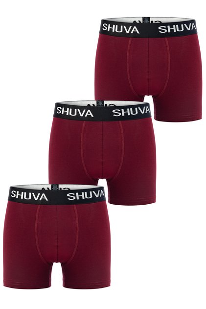 Men's 3-Piece Boxer 95% Cotton Breathable Flexible Fabric - Comfortable Waistband - Burgundy Set