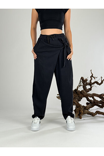 Belt Detail Design Black Women's Pants COC1054