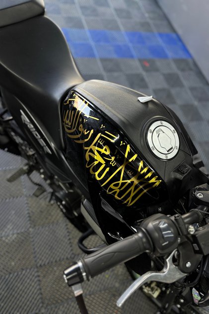 Gold Color Kelime-I Tevhid Sticker Label for Tvs Raider Depo