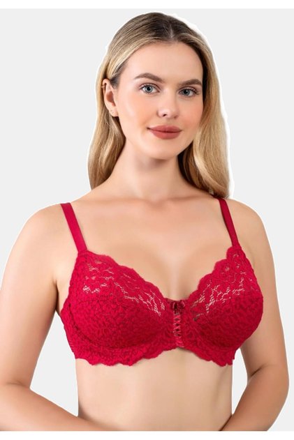 Women's Lace Detailed Underwire (Wire) Minimizer Shaping / Sculpting Bra