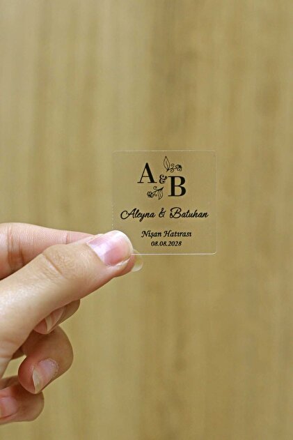 Kişiye Özel Şeffaf Etiket / Düğün - Nişan Etiketi / 100 Adet Nikah etiketi (3,5 CM)