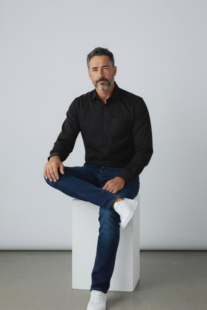 Classic Loose Fit Plain Long Sleeve Men's Shirt