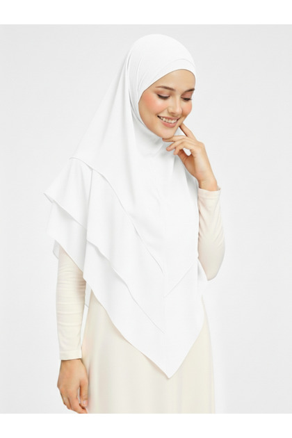 Hazır Eşarp, Üç Katlı Şifon Sufle, Hac Umre, Sufle Khimar Hijab
