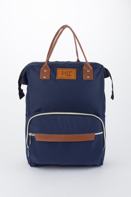 Mother Baby Care Backpack with Strap Attachment and Leather Detail