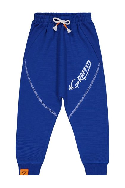 Civil Boys' Graffiti Printed Sweatpants | Ottoman Long Armrest | School Nursery and Daily Use - Blue