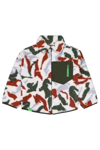 Civil Boy's Camouflage Patterned Cardigan with Zipper Pockets | Polar | School Nursery and Daily Use - Green