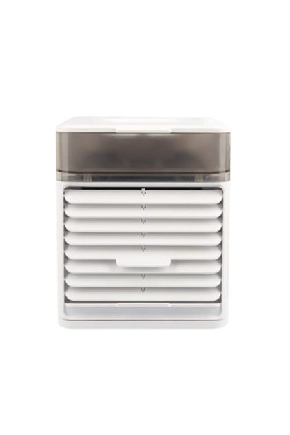 Small Fan with Night Light and Sprayer, USB Cord Plug in Powered Desktop Fan, Ultra Quiet Mini Fan