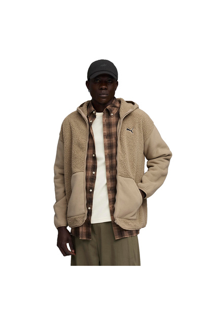 Puma Ess Elevated Full-Zip Erkek Kahverengi Günlük Stil Sweatshirt