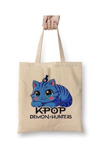 Kpop Demon Hunters Cats Cat Kdrama White Cloth Bag Long Handle Shopping Bag Beach Tote Bag