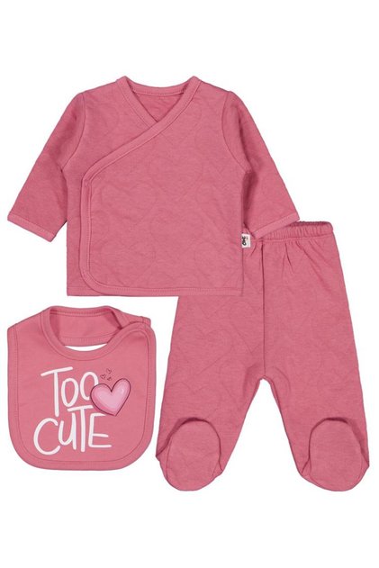 Kalp Patterned 3-Piece Bodysuit Sets - Pink
