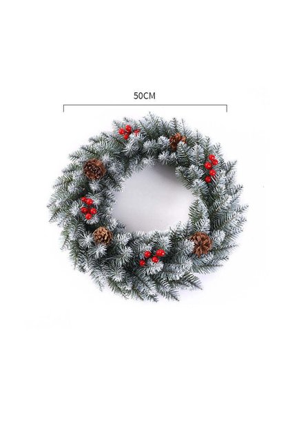 Coronita pentru Craciun, 50 cm, din brad artificial, decorata cu conuri si merisoare