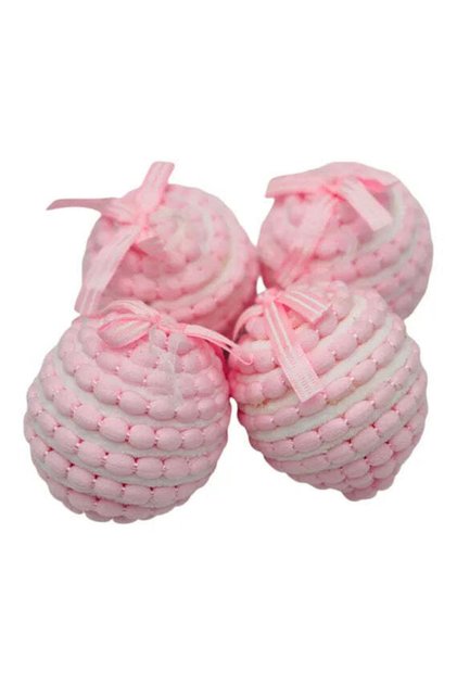 Set 4 globuri de Craciun material tricotat, 9×9cm
