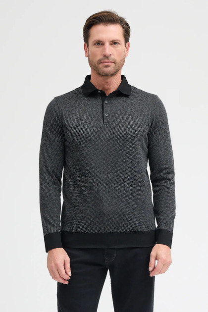 Men's Polo Neck Long Sleeve Sweatshirt